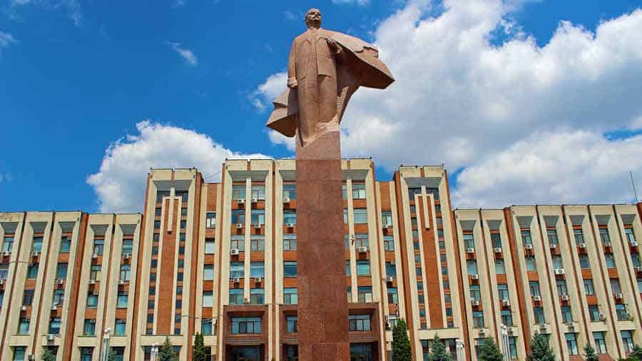 THE SOVIET HOUSE: Monument to Lenin in the centre of Tiraspol