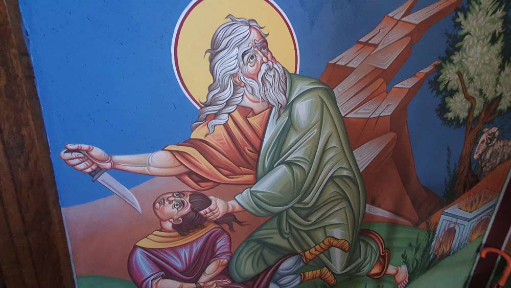 AVRAMOVA ŽRTVA: Živopisna freska u pravoslavoj crkvi u Novim Banovcima