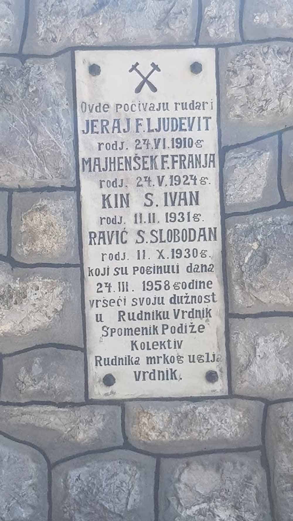 GROBLJE U VRDNIKU: Svedočanstvo rudarske nesreće iz 1958.