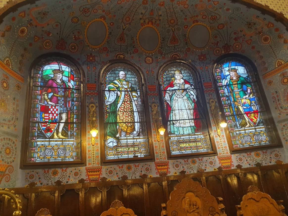 Carica Marija Terezija i car Franja Josif na vitražima: Svečana sala Gradske kuće